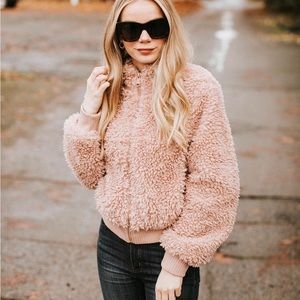 Blush pink teddy coat